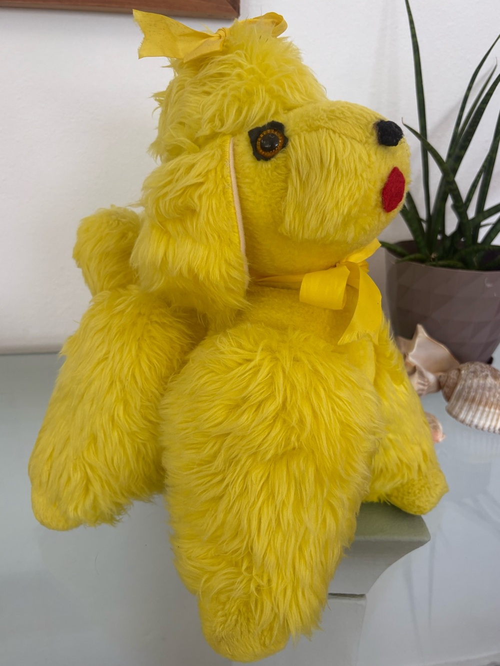 Vintage Kitschy Anthropomorphic Large Yellow Stuffed Poodle Plush